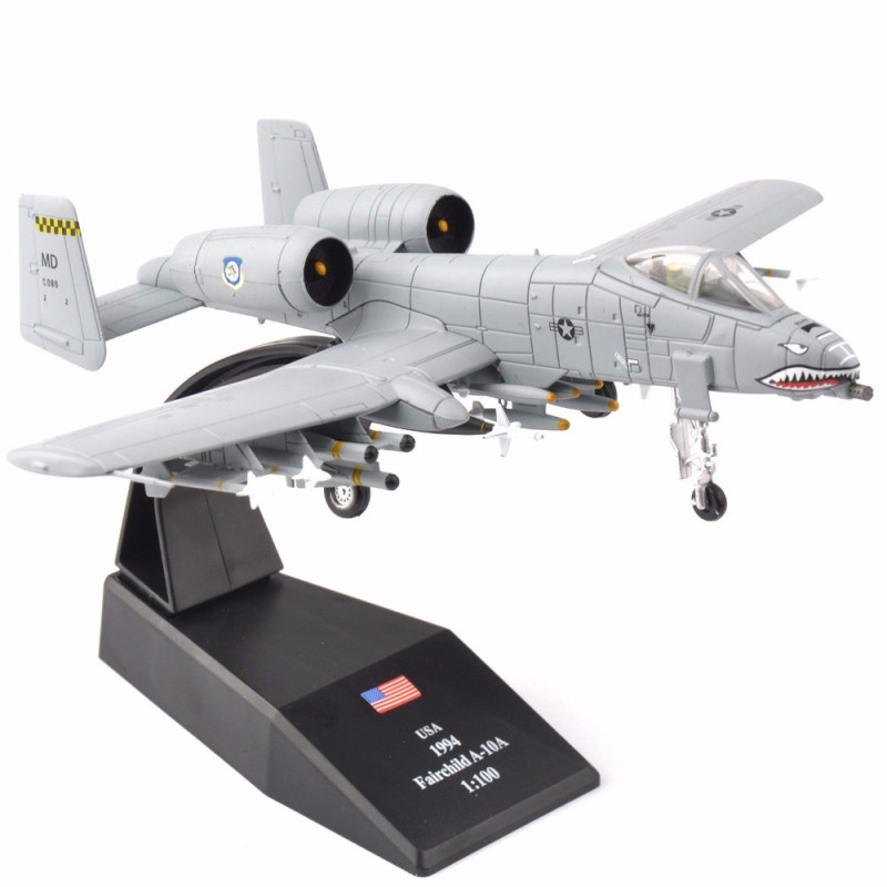 Fairchild Republic A-10 Thunderbolt II Warthog Fighter Die-cast Metal Plane Military Model Toy 1/100 Scale 