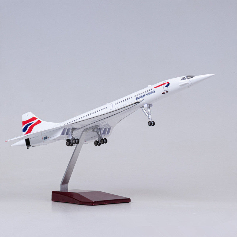 Extra große British-Airways-Concorde-Resin-Modellflugzeuge auf Ausstellungsständer